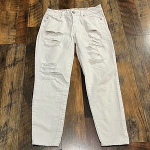 Distressed White Jeans